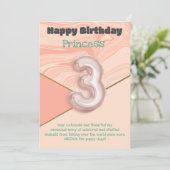 Drie jaar oude meisjes Happy Birthday-kaart (Staand voorkant)