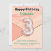 Drie jaar oude meisjes Happy Birthday-kaart (Achterkant)