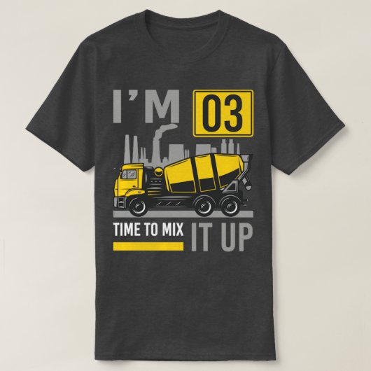 Drie jaar oude tijd om het betonnen mixer Truck 3r T-shirt (Design voorkant)