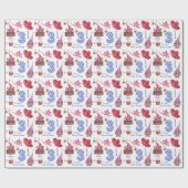 Drie jaar oude verjaardag van het roze blauw meisj cadeaupapier (Vlak)