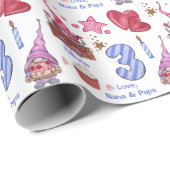 Drie jaar oude verjaardag van het roze blauw meisj cadeaupapier (Rol Hoek)