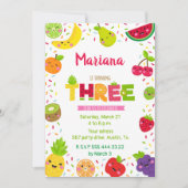 Drie jaar schattig fruit, fruit verjaardag kaart (Voorkant)