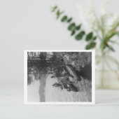 Drie jagers met kano's op de foto van de Shore Briefkaart (Staand voorkant)