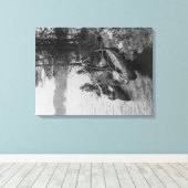 Drie jagers met kano's op de foto van de Shore Canvas Afdruk (Insitu (Houten vloer))