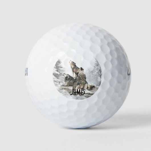 Drie jankende wolven Dierlijk monogramkunst Golfballen (Voorkant)
