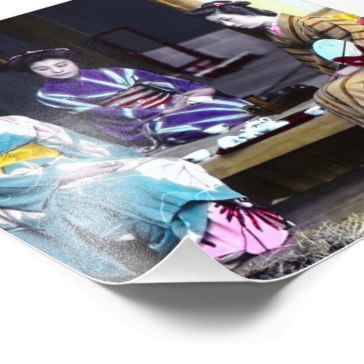 Drie Japans Geisha  - oud Japan Foto Afdruk (Hoek)