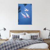 Drie Japanse koivissen in vijver Canvas Afdruk (Insitu (Slaapkamer))