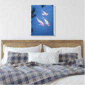 Drie Japanse koivissen in vijver Canvas Afdruk (Insitu (Slaapkamer))