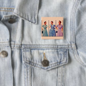 drie japonnen uit 1953 -  kleding vierkante button 5,1 cm (In situ)