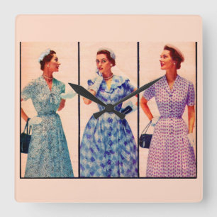 drie japonnen uit 1953 - kleding vierkante klok
