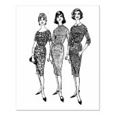 Drie jaren '60  vrouwelijke Rubber Kunststempel Rubberstempel (Afrduk)