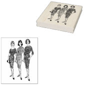 Drie jaren '60  vrouwelijke Rubber Kunststempel Rubberstempel (Gestempeld)