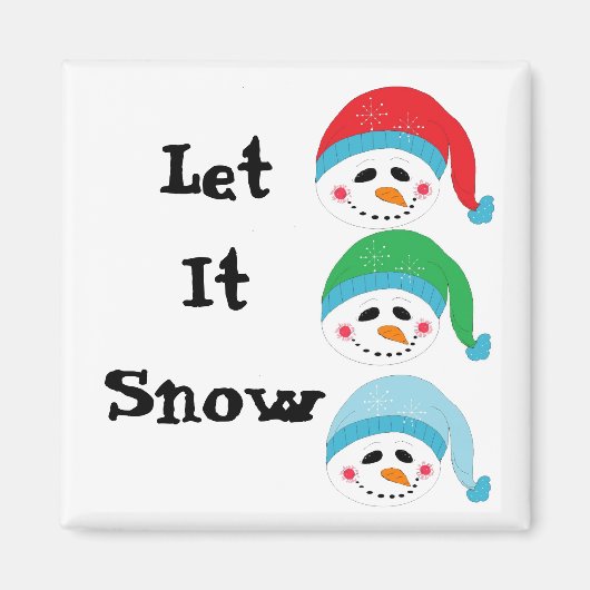 Drie Jolly Faced Snowmen Magneet (Voorkant)