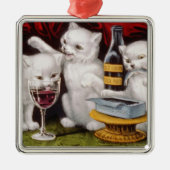 Drie Jolly Kittens op het Feest Metalen Ornament (Voorkant)