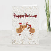 Drie Jolly Santa Ducks in Sneeuw Kerstmis Kaart (Voorkant)
