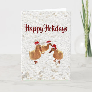 Drie Jolly Santa Ducks in Sneeuw Kerstmis Kaart