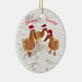 Drie Jolly Santa Eenden In Sneeuw Kerstmis Ornamen Keramisch Ornament (Rechts)