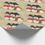 Drie Jolly Snowmen Kerstmis Cadeaupapier (Hoek)