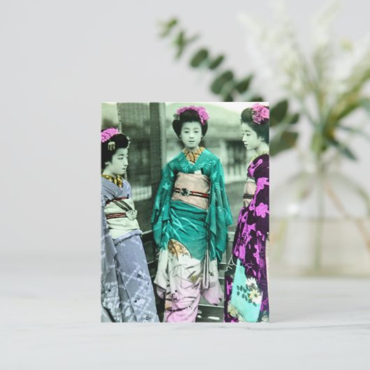  Drie Jonge Geisha in het Oude Japan Briefkaart (Staand voorkant)