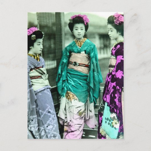  Drie Jonge Geisha in het Oude Japan Briefkaart (Voorkant)
