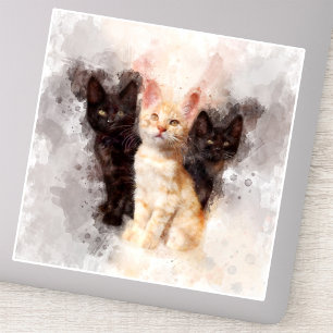 Drie jonge katjes schattig en mooi aquarel sticker