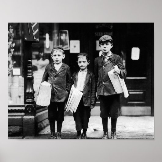Drie Jonge Newsies - Lewis Hine - Philadelphia Poster (Voorkant)