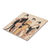 Drie jonge vrouwen die zich afvragen als Komuso Tegeltje (Zijkant)