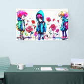 Drie Jongens Kleurrijke Kunst Feesttekens & Banner (Beurs)