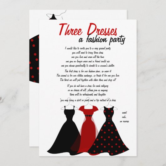 Drie jurken kaart (Voorkant / Achterkant)