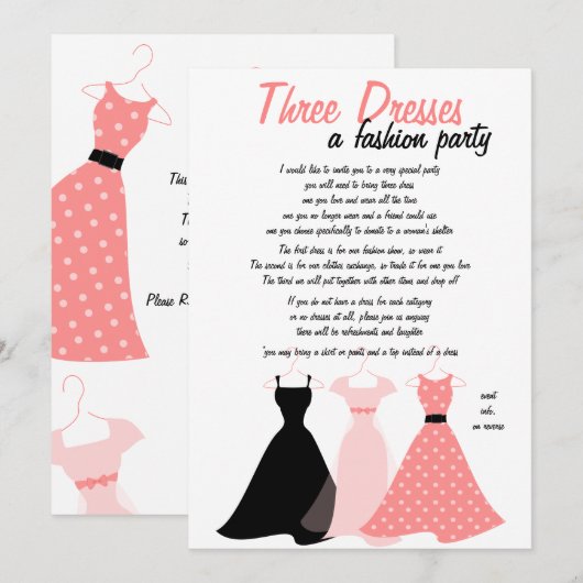 Drie jurken kaart (Voorkant / Achterkant)