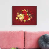 Drie juweelrozen canvas afdruk (Insitu (Woonkamer))