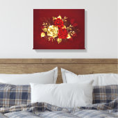 Drie juweelrozen canvas afdruk (Insitu (Slaapkamer))