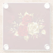 Drie juweelrozen glazen onderzetter (Achterkant)