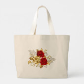 Drie juweelrozen grote tote bag (Achterkant)