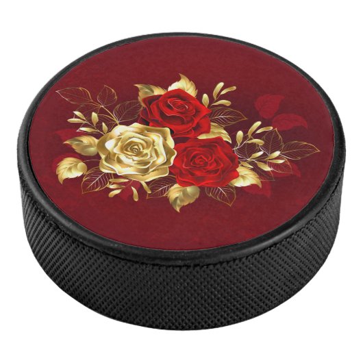 Drie juweelrozen hockey puck (3/4)