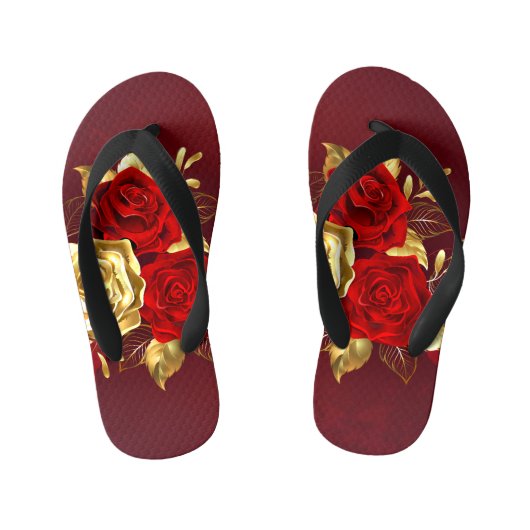 Drie juweelrozen kinder teenslippers (Voetbed)
