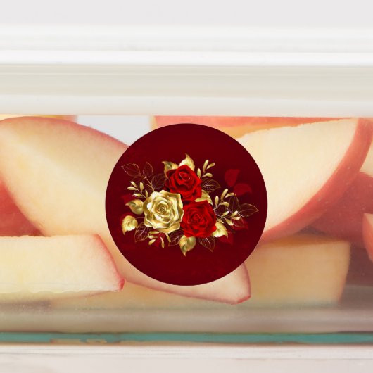 Drie juweelrozen labels (Aangebracht)