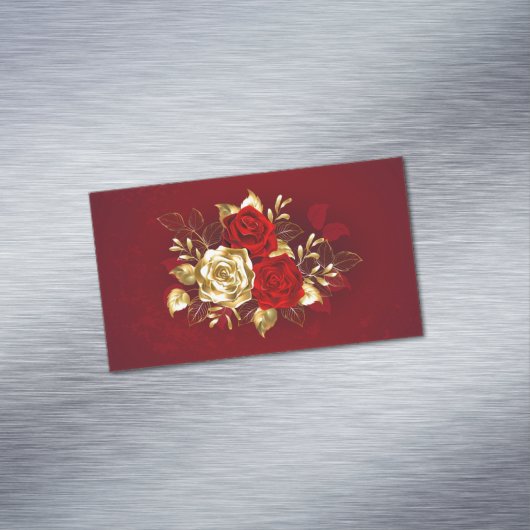 Drie juweelrozen magnetisch visitekaartje (Voorbeeld)