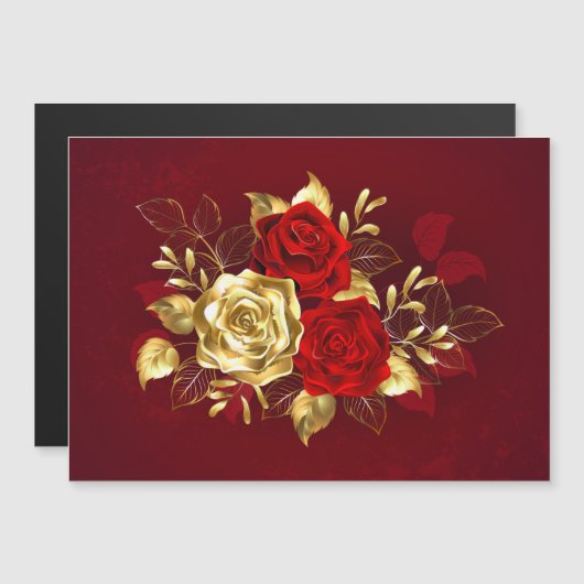 Drie juweelrozen magnetische uitnodiging (Voorkant / Achterkant)