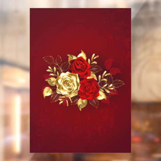 Drie juweelrozen raamsticker (Vel 2)