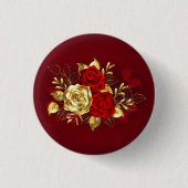 Drie juweelrozen ronde button 3,2 cm (Voorkant)