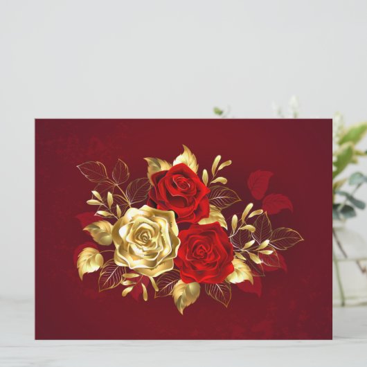 Drie juwelen Rozen Aankondiging (Staand voorkant)