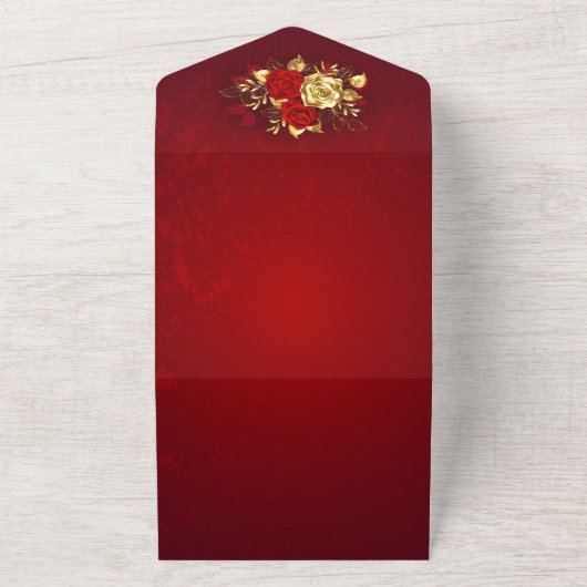 Drie juwelen Rozen All In One Uitnodiging (Buitenkant)