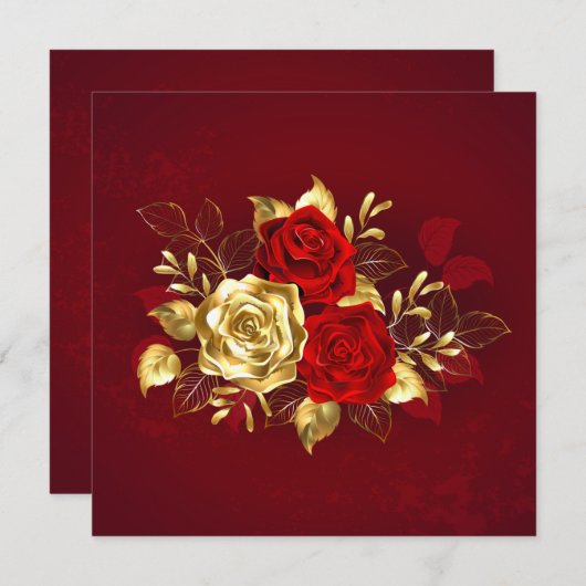 Drie juwelen Rozen Bedankkaart (Voorkant / Achterkant)