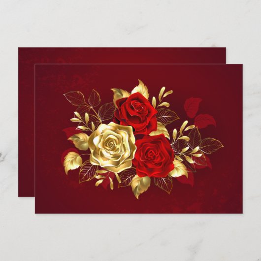 Drie juwelen Rozen Bedankkaart (Voorkant / Achterkant)