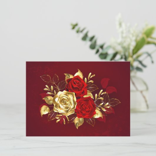 Drie juwelen Rozen Bedankkaart (Staand voorkant)