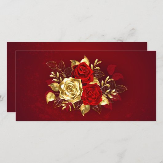 Drie juwelen Rozen Bedankkaart (Voorkant / Achterkant)