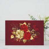 Drie juwelen Rozen Briefpapier (Staand voorkant)