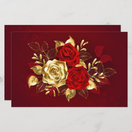 Drie juwelen Rozen Briefpapier (Voorkant / Achterkant)