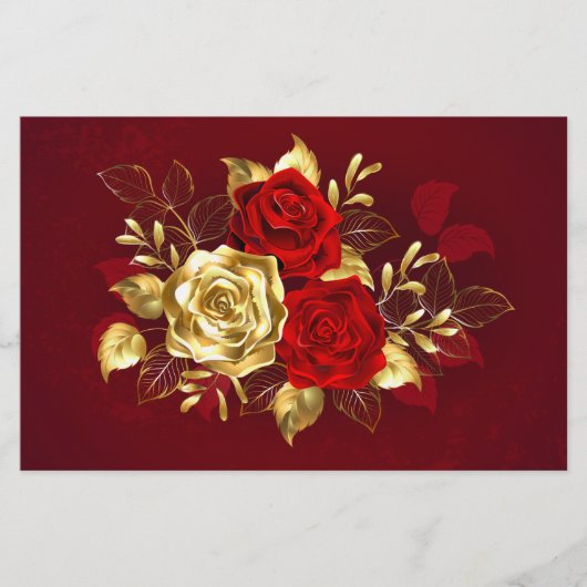 Drie juwelen Rozen Briefpapier (Voorkant)